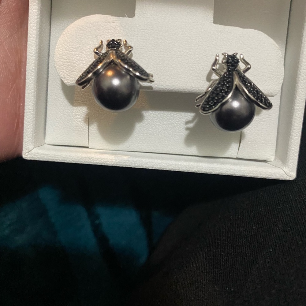925 black pearl earrings black